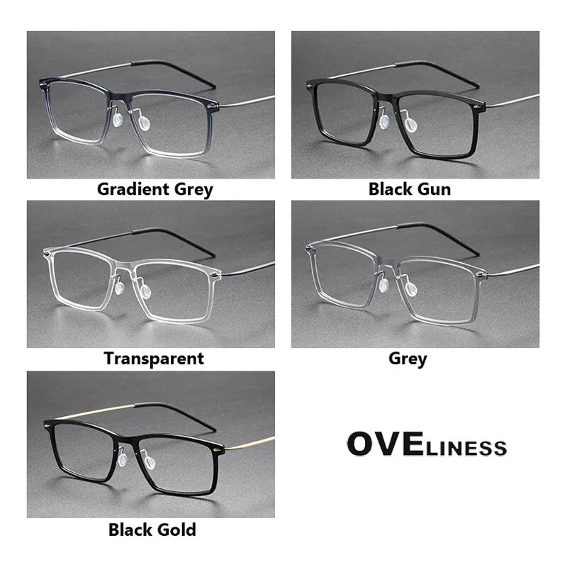 Oveliness Unisex Full Rim Square Acetate Titanium Eyeglasses 6544