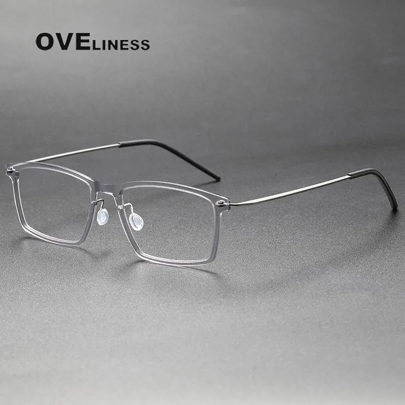 Oveliness Unisex Full Rim Square Acetate Titanium Eyeglasses 6544