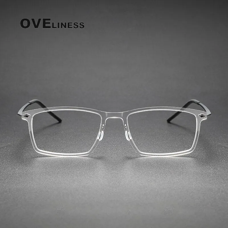 Oveliness Unisex Full Rim Square Acetate Titanium Eyeglasses 6544