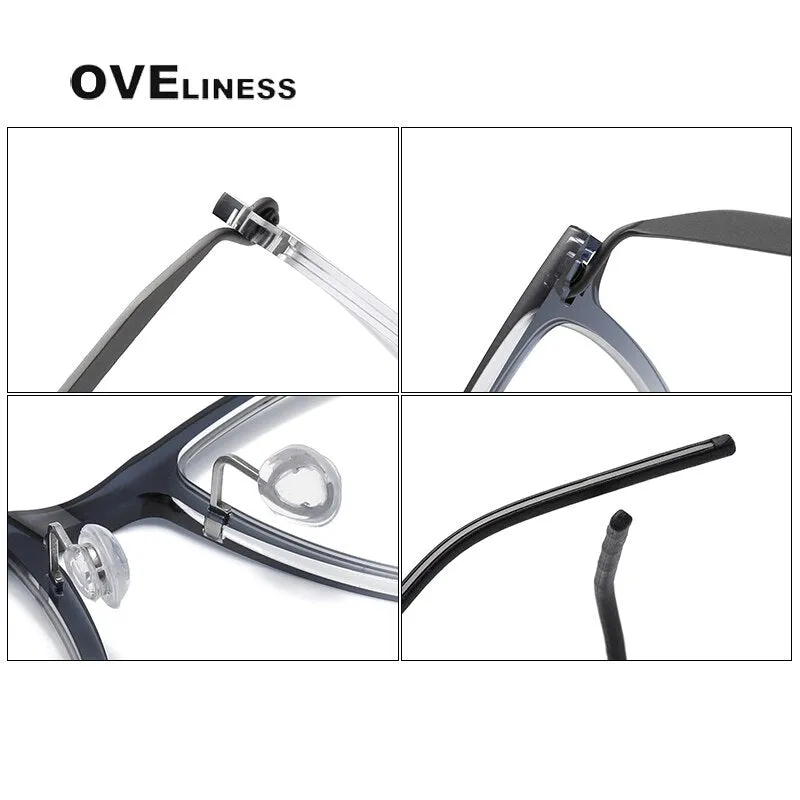 Oveliness Unisex Full Rim Square Acetate Titanium Eyeglasses 6544