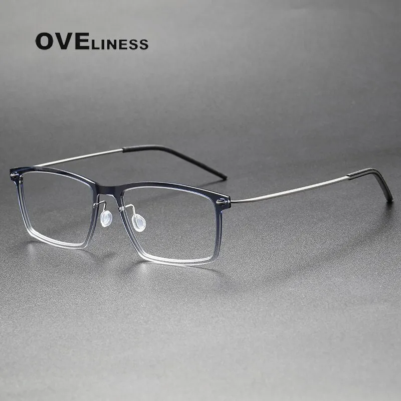 Oveliness Unisex Full Rim Square Acetate Titanium Eyeglasses 6544