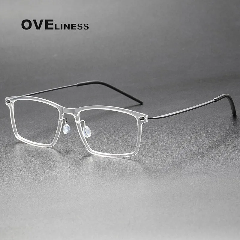 Oveliness Unisex Full Rim Square Acetate Titanium Eyeglasses 6544