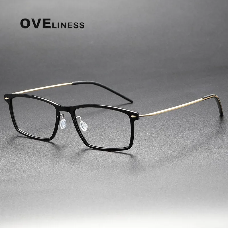 Oveliness Unisex Full Rim Square Acetate Titanium Eyeglasses 6544