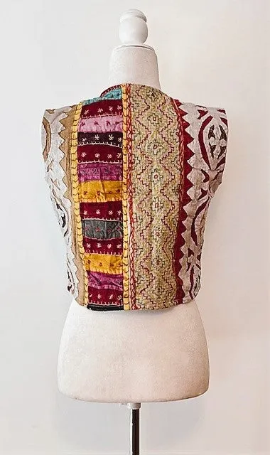 Patchwork Short Kantha Vest