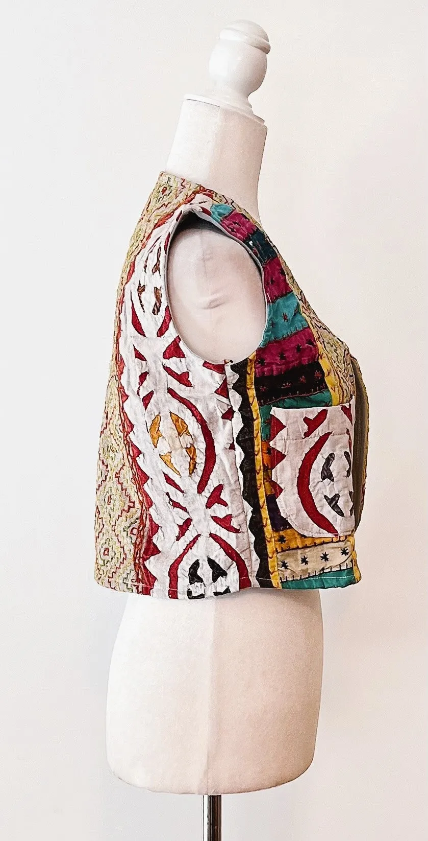 Patchwork Short Kantha Vest