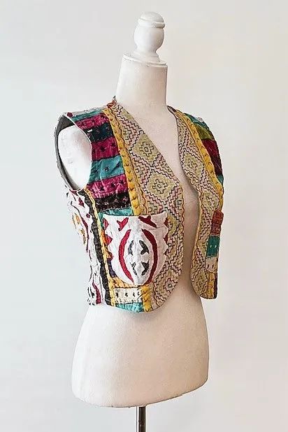 Patchwork Short Kantha Vest