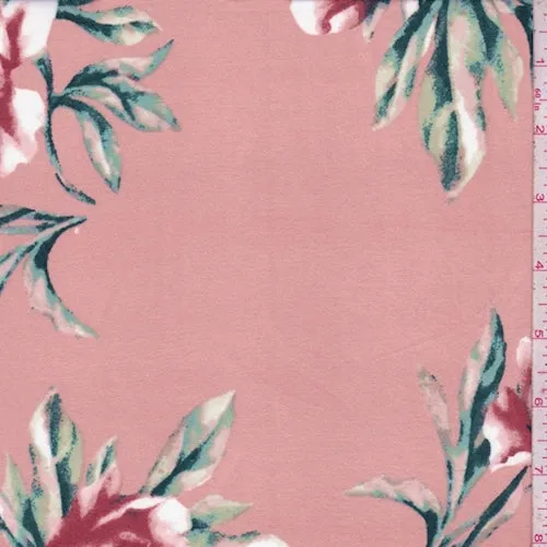 Peach Blush Peony Double Brushed Jersey Knit Fabric