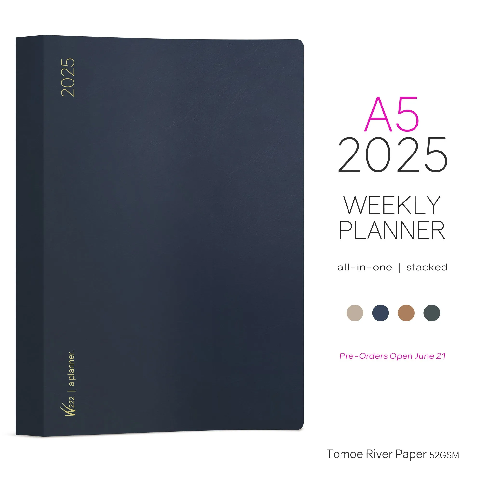 PRE-ORDER | 2025 A5 Weekly Planner | 52gsm Tomoe River Paper | All-in-One | Stacked Weekends