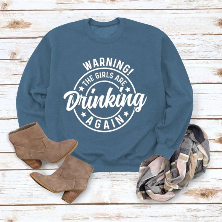 Round Neck Top WARNING! The Print Loose Sweatshirt