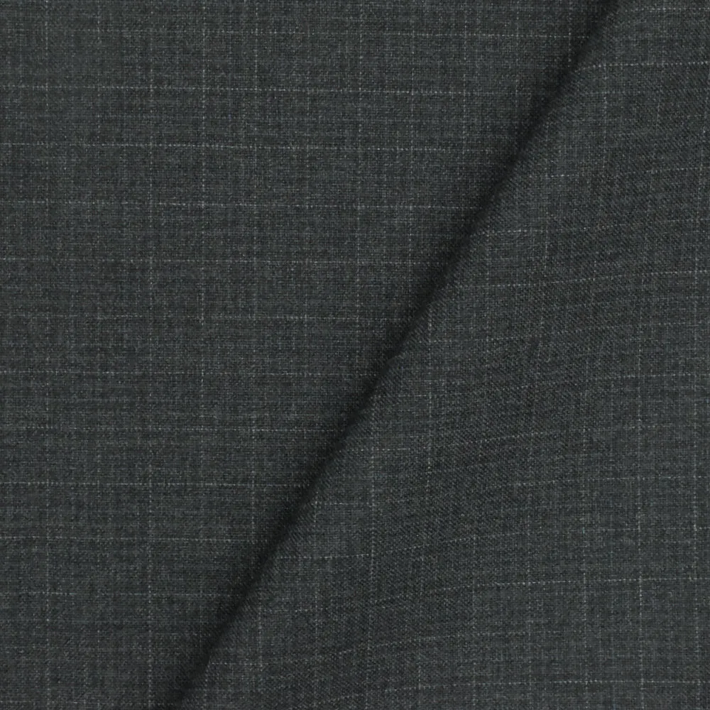 Shadow Gray-Blue-Gray Faded Check Wool-Poly Woven Suiting Fabric