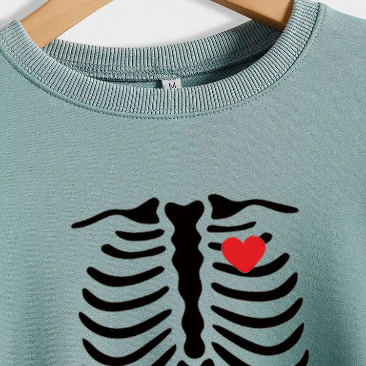 Skeleton Love Printing Fashion Foundation Autumn and Winter Long Sleeve Women's Sweater