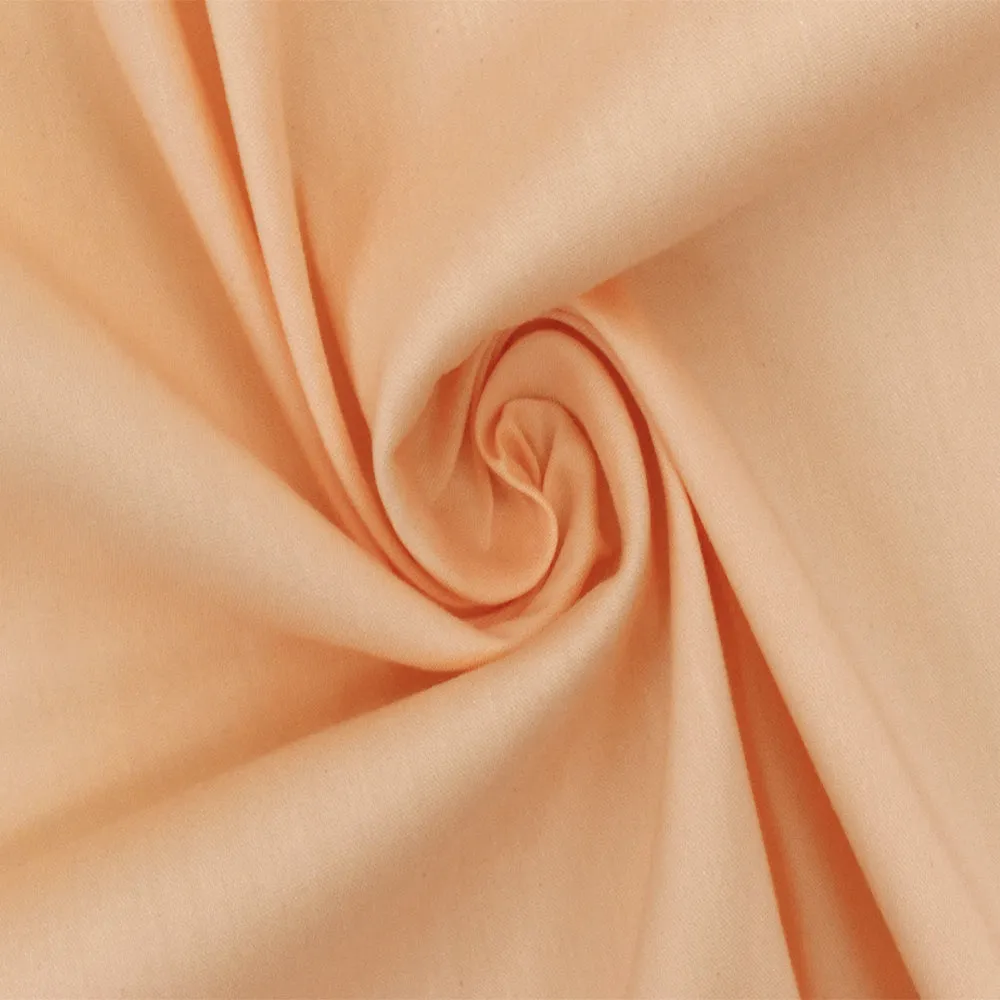 Soft Orange Solid Stretch Cotton Blend Broadcloth Woven Fabric