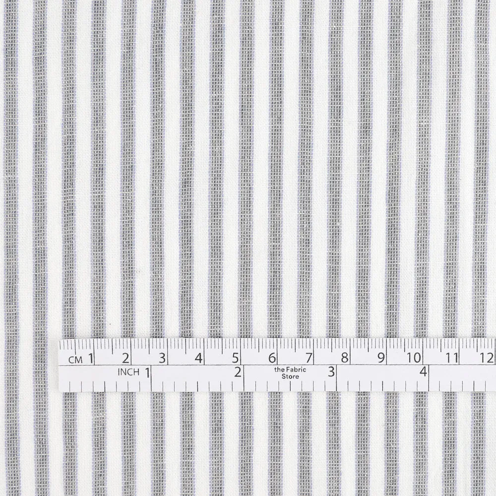 Soft Stripe Cotton / Linen - Grey / White