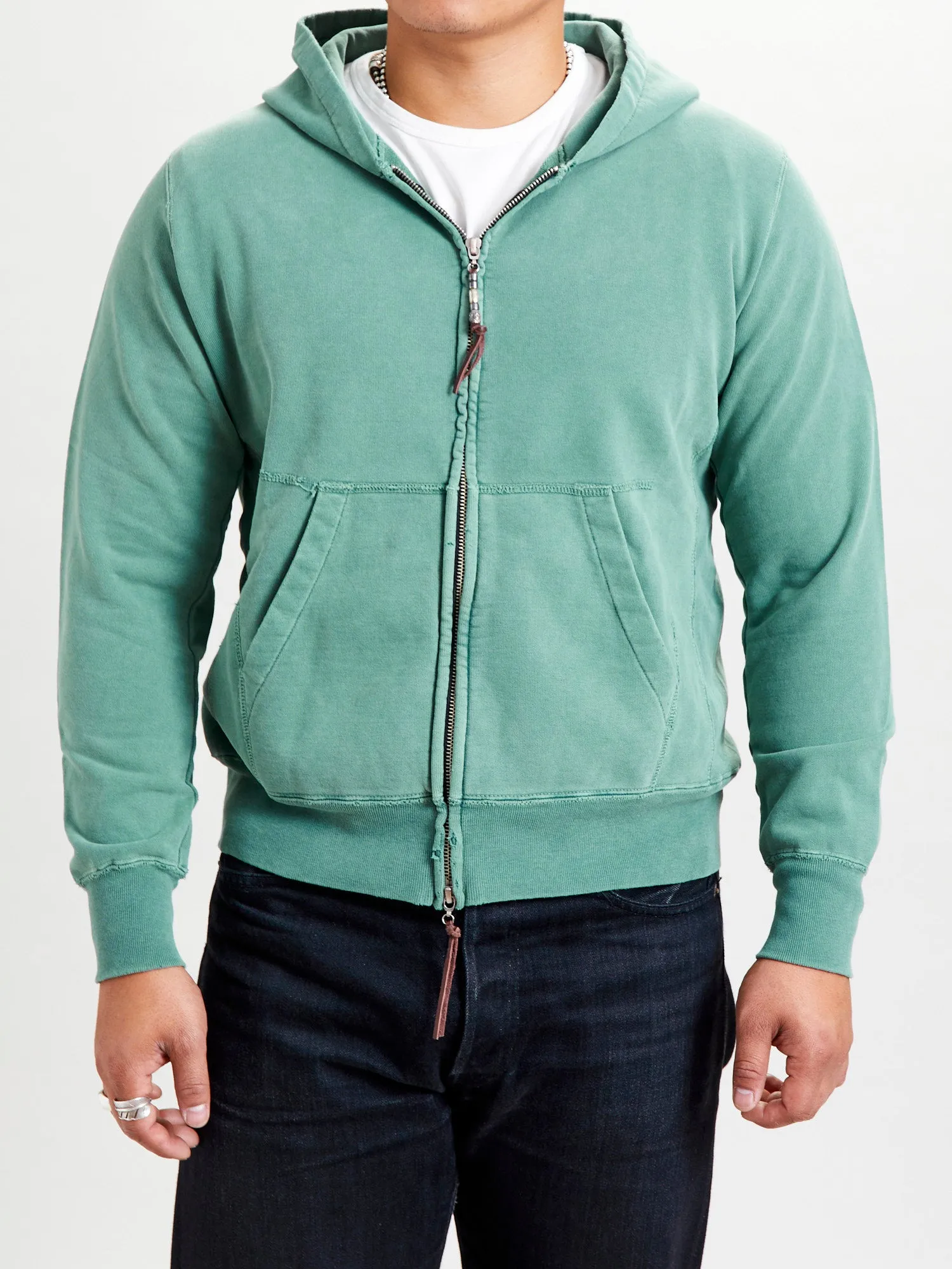 Special Finish Zip Hoodie in Green
