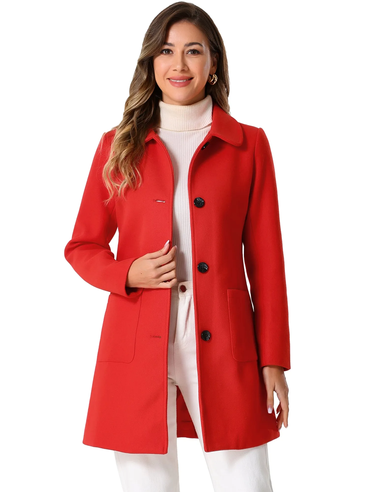 Turn Down Collar Single Breasted Winter Outwear Trench Coat