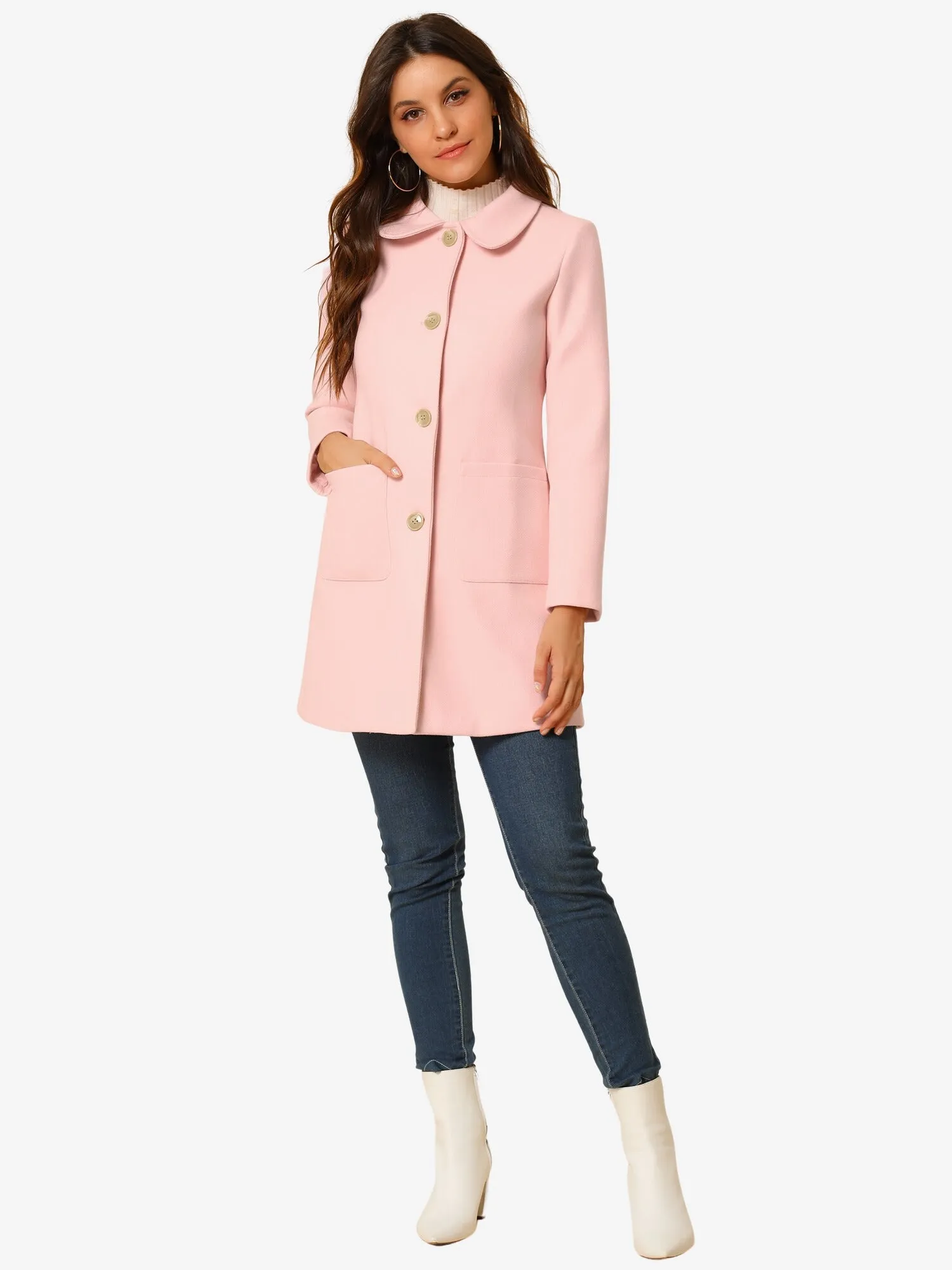 Turn Down Collar Single Breasted Winter Outwear Trench Coat