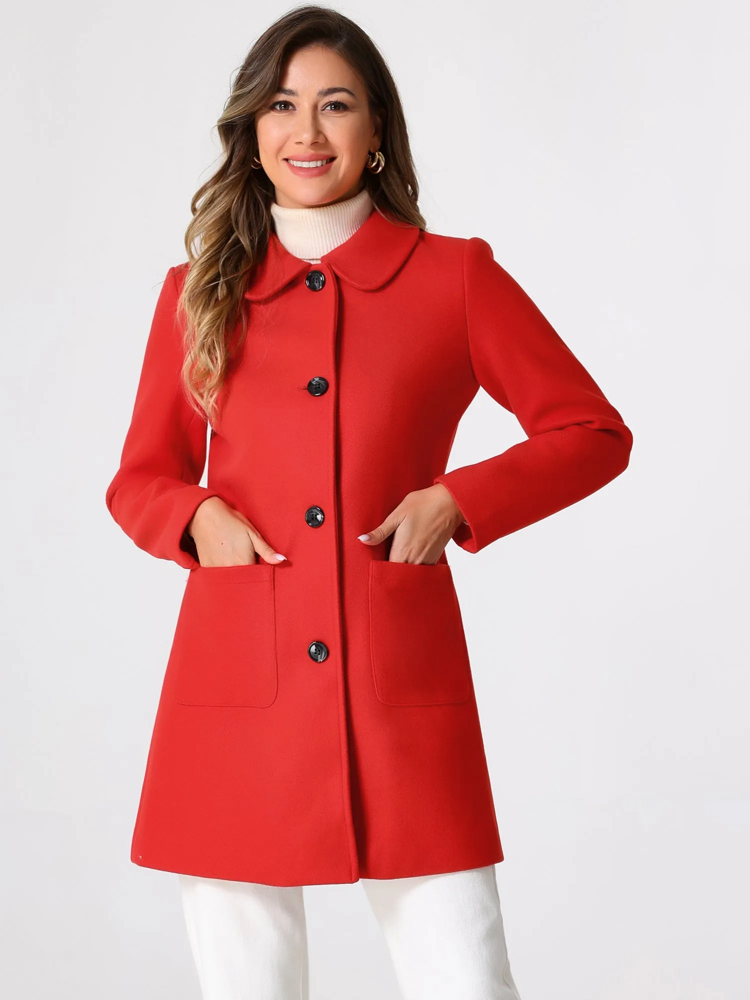 Turn Down Collar Single Breasted Winter Outwear Trench Coat