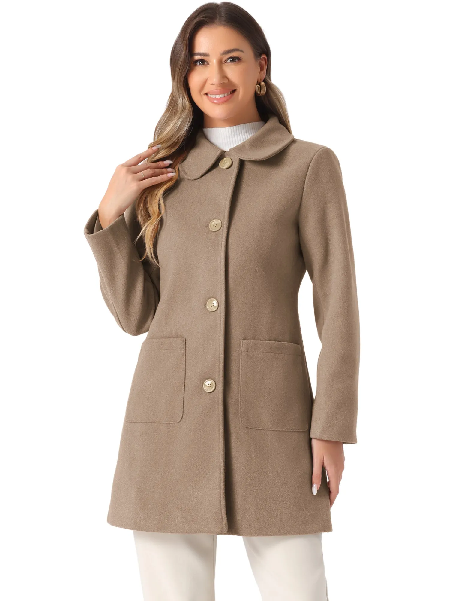 Turn Down Collar Single Breasted Winter Outwear Trench Coat