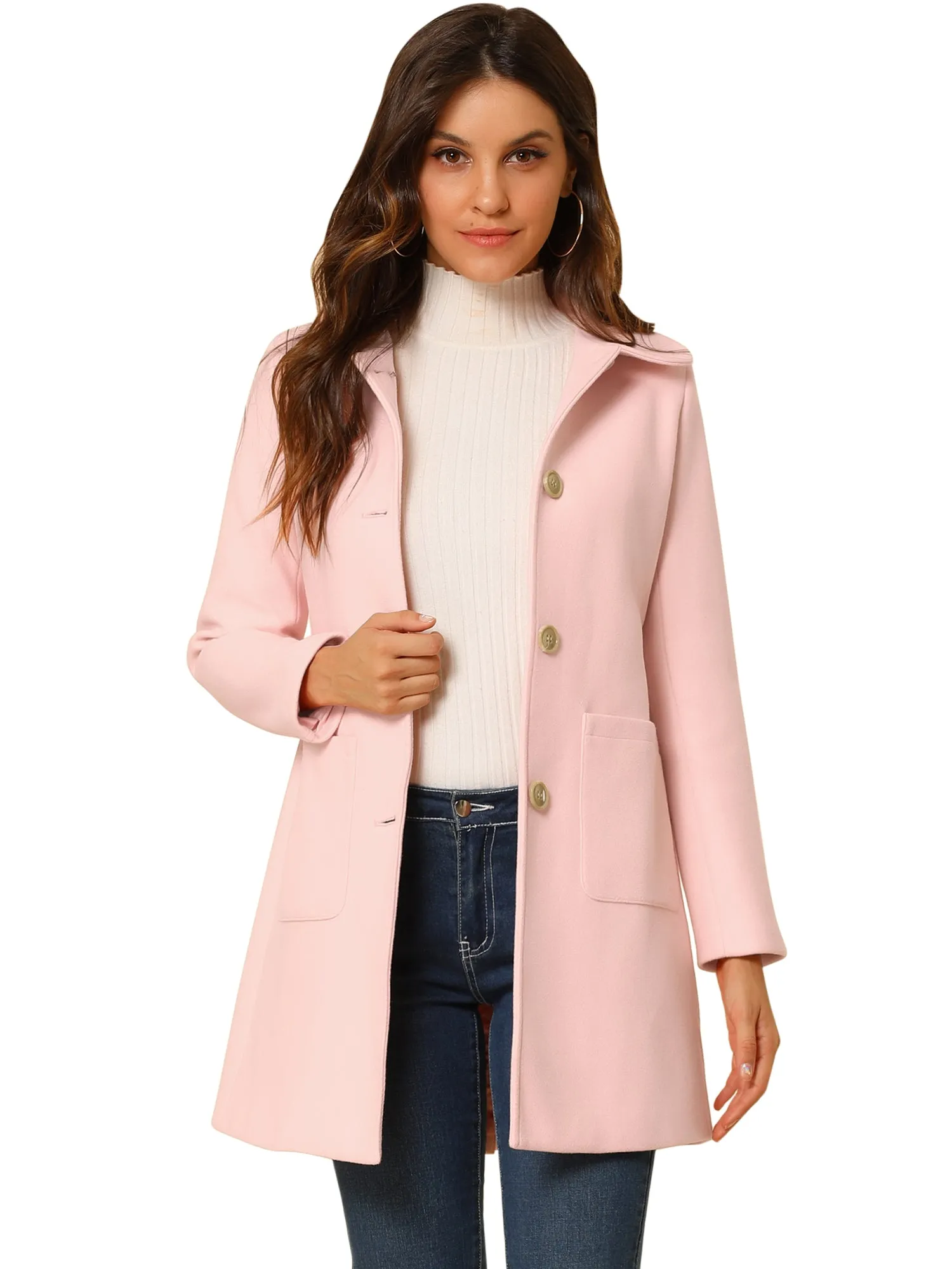 Turn Down Collar Single Breasted Winter Outwear Trench Coat