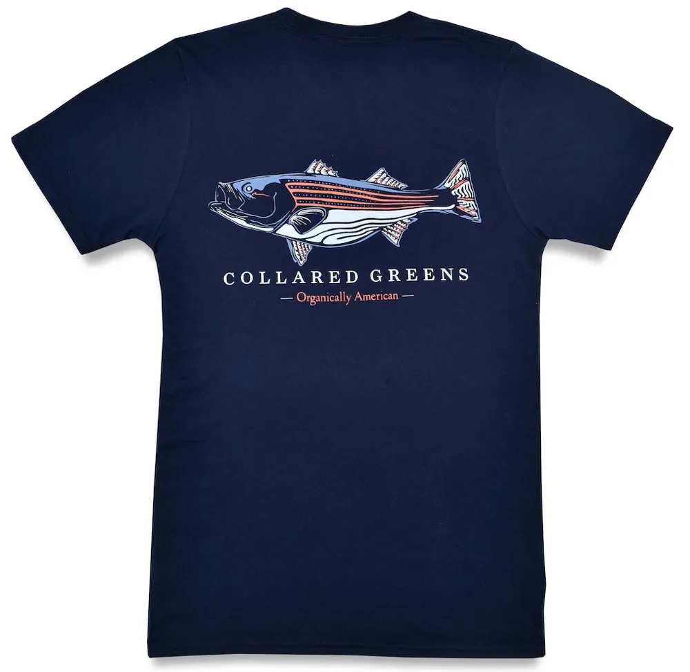 USA Striper: Short Sleeve T-Shirt - Navy