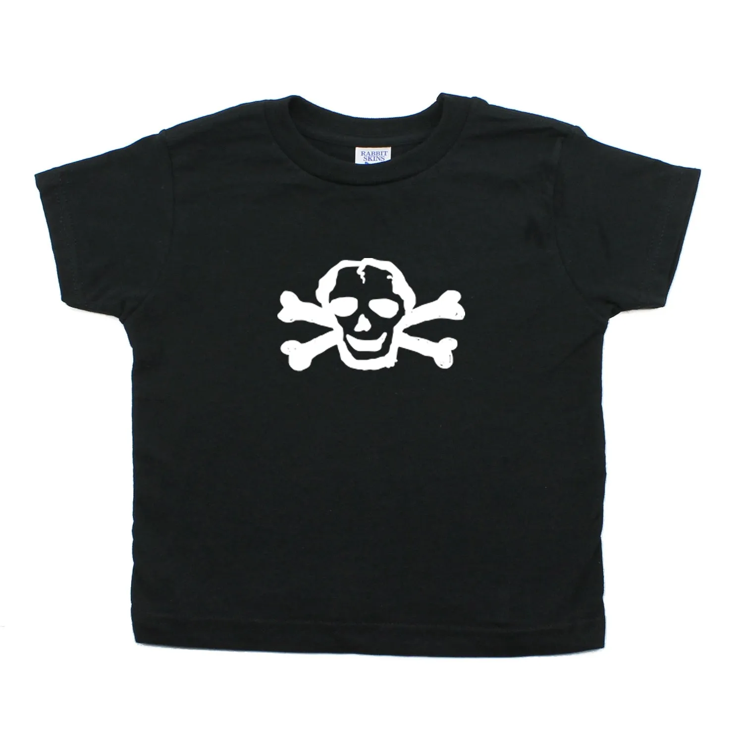 White Scribble Skull and Bones Baby-Girls Toddler Short Sleeve T-Shirt