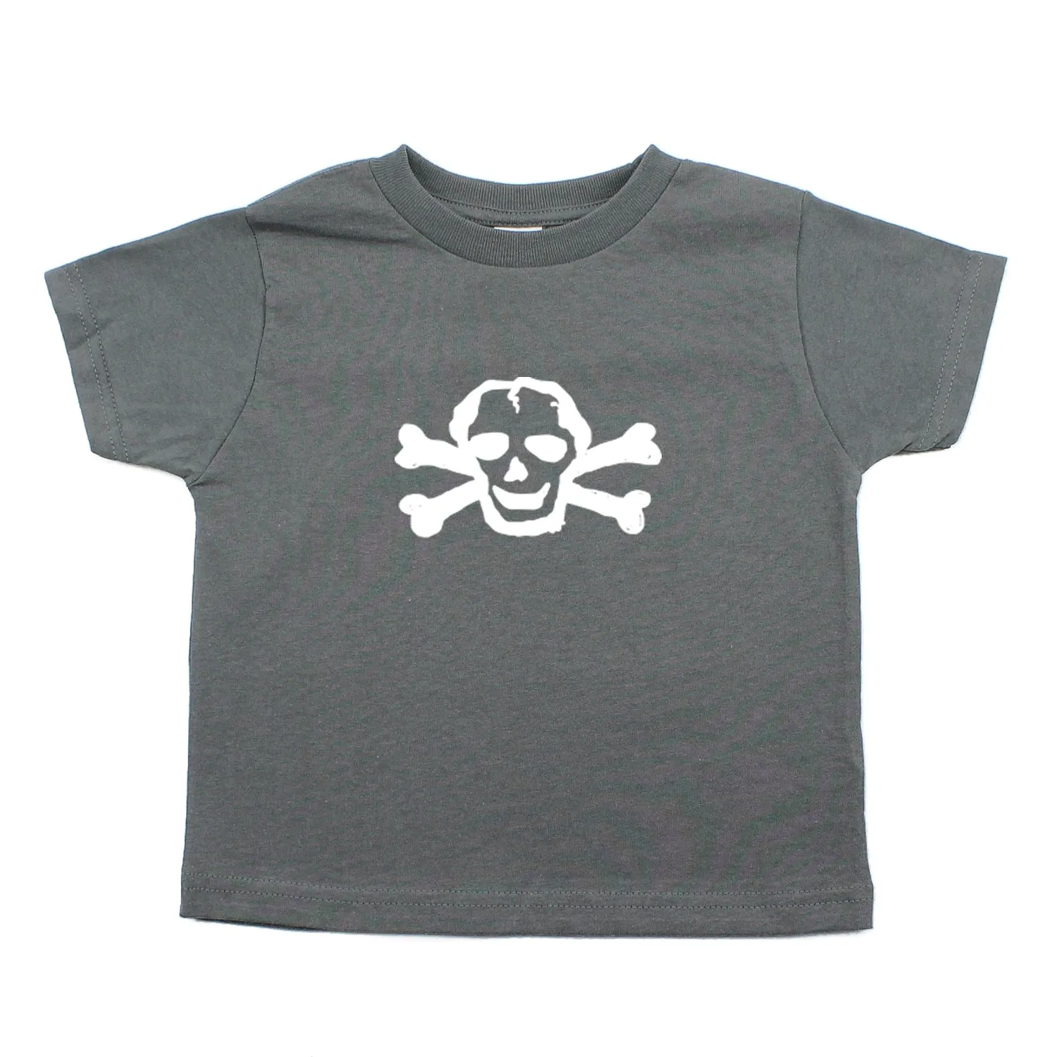 White Scribble Skull and Bones Baby-Girls Toddler Short Sleeve T-Shirt