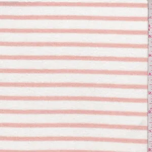 White/Clay Pink Stripe Jersey Sweater Knit Fabric