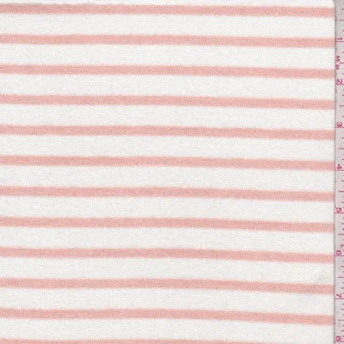 White/Clay Pink Stripe Jersey Sweater Knit Fabric