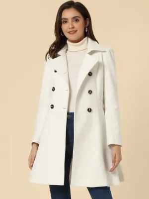 Winter Overcoat Turn Down Collar Belted Double Breasted Long Coat