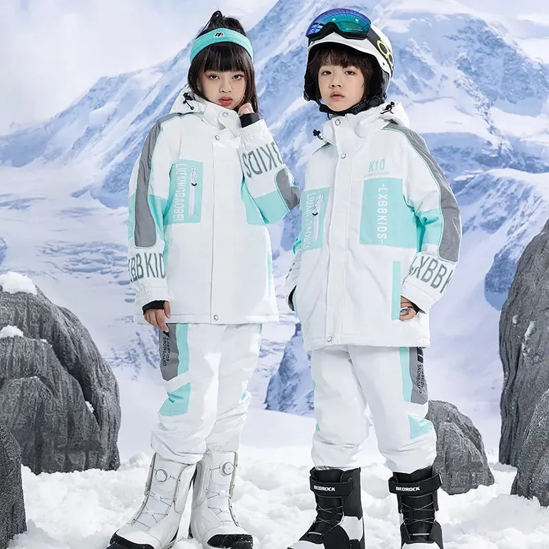 Young Kids Hooded Skiing Jacket& Matched Pnats Set